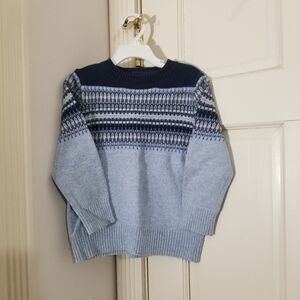 H&M Kids Sweater - Navy Blue geometrical wool blend boys size 4-6 (C8)